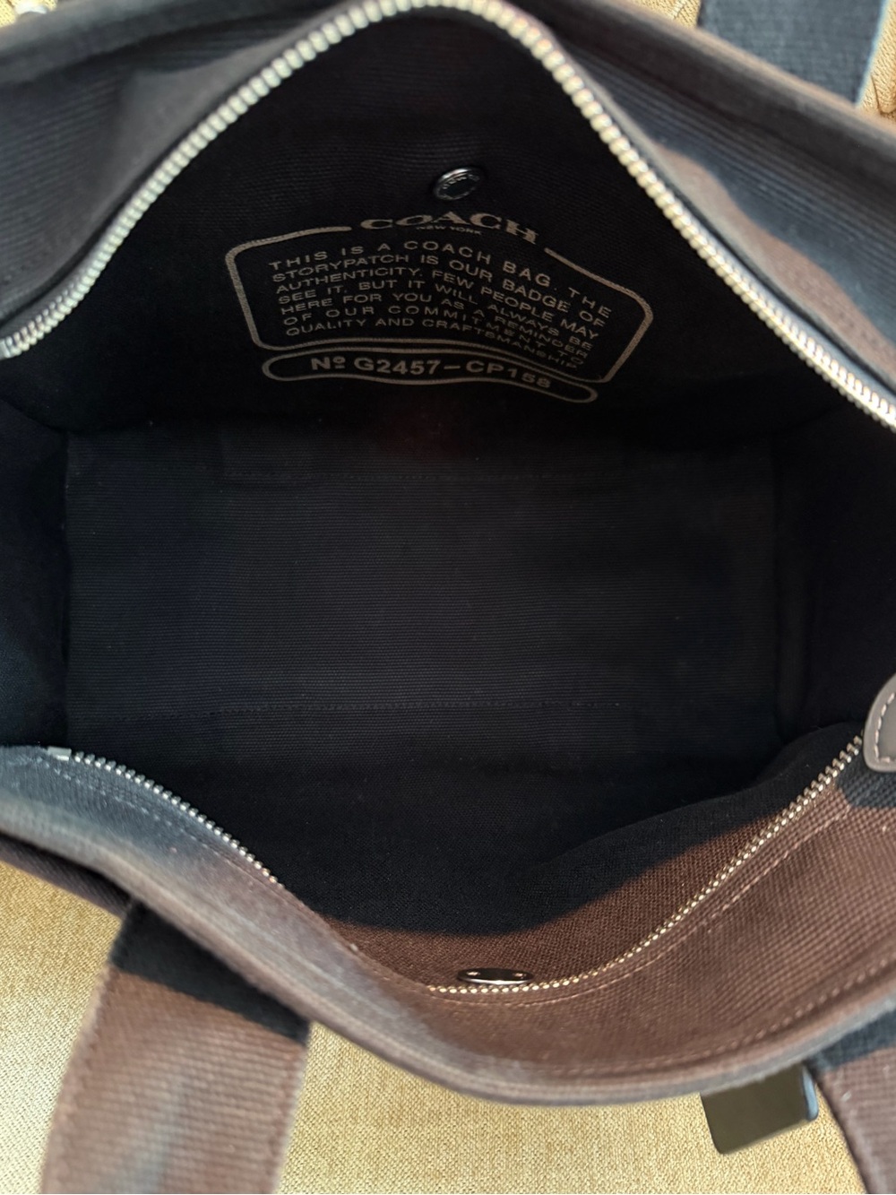 Coach Cargo Canvas Tote Black Tan Silver Adjustable/Removable Strap - Picture 7 of 11
